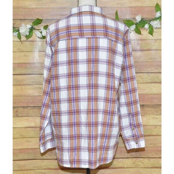 Jachs Girlfriend Ladies Plaid Flannel Button Front Shirt Top Size L Pockets Soft - Picture 5 of 10